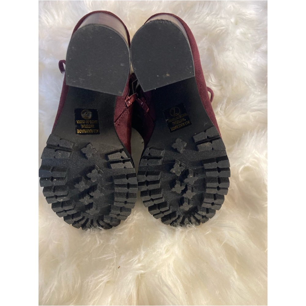 Burgundy And Black String Up Ankle Boot Heels Wit… - image 2